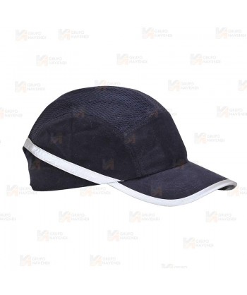 Gorra de protección transpirable color azul marino y blanco