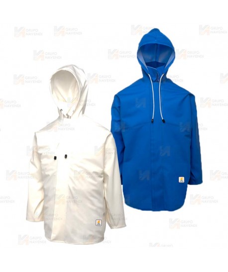 Chaqueta impermeable para industria alimentaria color azul