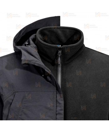 Parka 3 en 1, impermeable, transpirable y corta-viento color azul negro