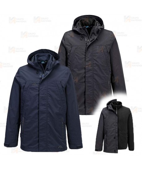 Parka 3 en 1, impermeable, transpirable y corta-viento