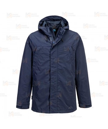 Parka impermeable y transpirable con capucha color azul marino