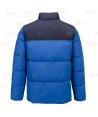 Parka acolchada, impermeable y transpirable con capucha color azulina y marino oscuro
