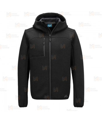 Cazadora softshell de tres capas, con capucha color negro