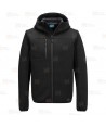 Cazadora softshell de tres capas, con capucha color negro