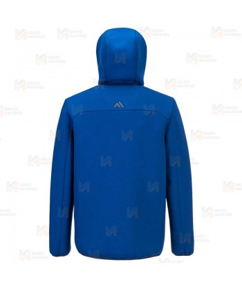 Cazadora softshell de tres capas, con capucha color azulina
