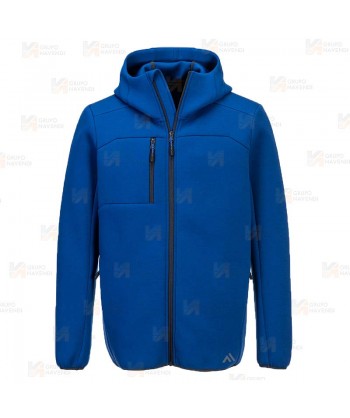 Cazadora softshell de tres capas, con capucha color azulina
