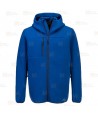 Cazadora softshell de tres capas, con capucha color azulina