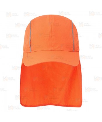 Gorra de visera con faldón para la nuca color naranja flúor