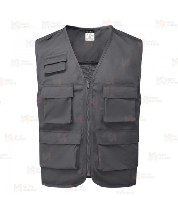 Chaleco multibolsillos,  transpirable para climas cálidos color gris