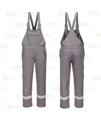 Pantalón peto ignífugo multinorma, económico y muy resistente color gris oscuro