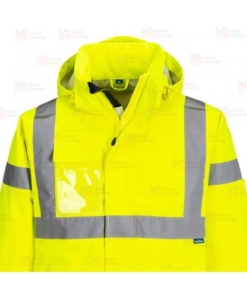 Parka con membrana PU impermeable monocolor alta visibilidad color amarillo flúor