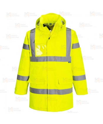 Parka con membrana PU impermeable monocolor alta visibilidad color amarillo flúor