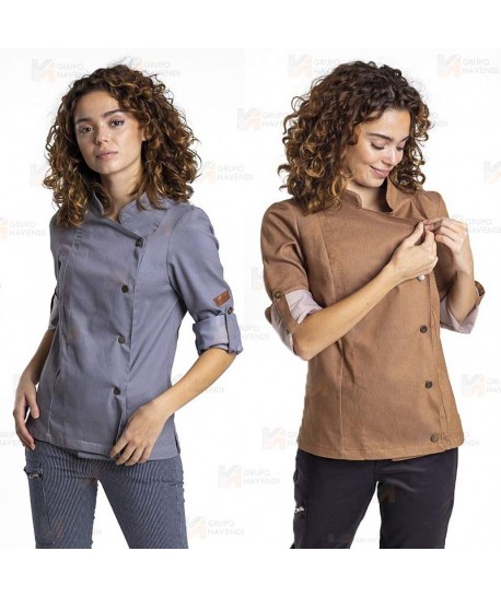 Chaqueta de cocina con tejido elástico y espalda Coolmax -Mujer-