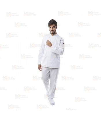 Chaqueta de cocina con tejido microfibra y espalda Coolmax -Hombre- color blanco