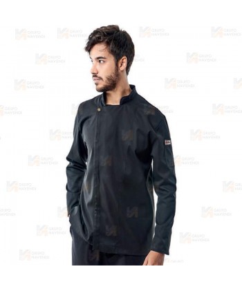 Chaqueta de cocina con tejido microfibra y espalda Coolmax -Hombre- color negro