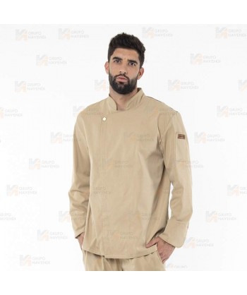 Chaqueta de cocina con tejido microfibra y espalda Coolmax -Hombre- color beige