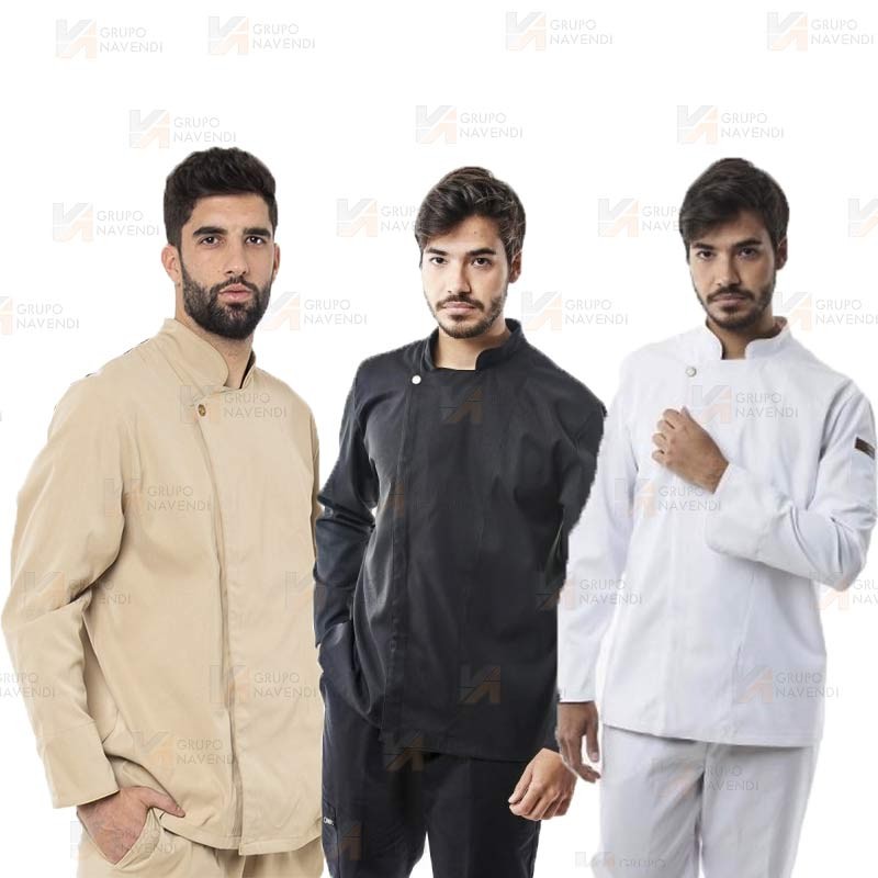Chaqueta de cocina con tejido microfibra y espalda Coolmax -Hombre- color beige
