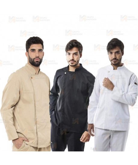 Chaqueta de cocina con tejido microfibra y espalda Coolmax -Hombre- color beige