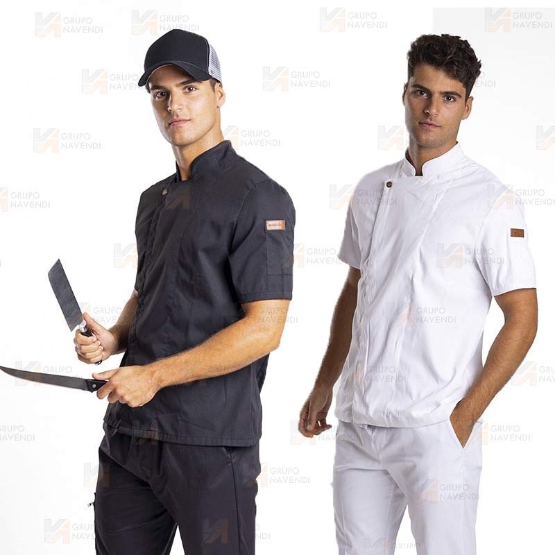 Chaqueta manga corta de cocina de microfibra y espalda Coolmax -Hombre-