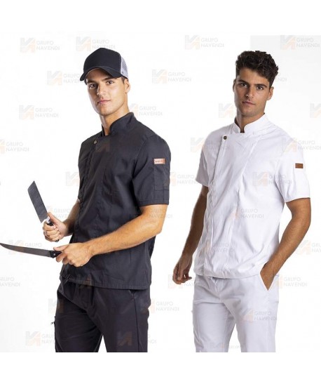 Chaqueta manga corta de cocina de microfibra y espalda Coolmax -Hombre-