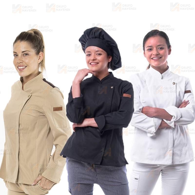 Chaqueta de cocina con tejido microfibra y espalda Coolmax -Mujer-