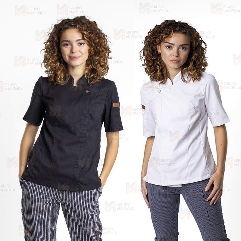 Chaqueta manga corta de cocina de microfibra y espalda Coolmax -Mujer-