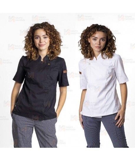 Chaqueta manga corta de cocina de microfibra y espalda Coolmax -Mujer-