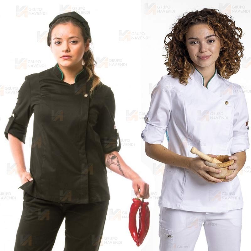 Chaqueta de cocina con tejido elástico y espalda Coolmax -Mujer-