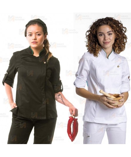 Chaqueta de cocina con tejido elástico y espalda Coolmax -Mujer-