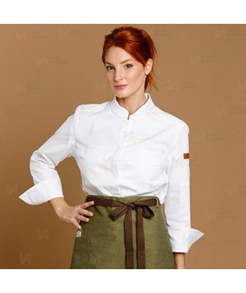 Chaqueta de cocina con tejido microfibra y espalda Coolmax -Mujer- color blanco