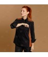 Chaqueta de cocina con tejido microfibra y espalda Coolmax -Mujer- color negro y teja