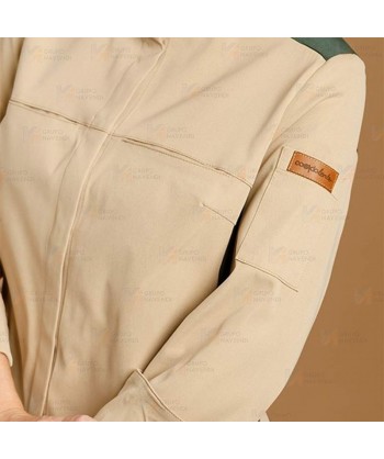 Chaqueta de cocina con tejido microfibra y espalda Coolmax -Mujer- color beige y verde