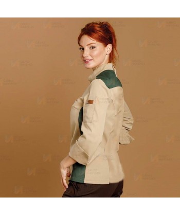 Chaqueta de cocina con tejido microfibra y espalda Coolmax -Mujer- color beige y verde