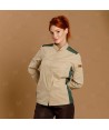 Chaqueta de cocina con tejido microfibra y espalda Coolmax -Mujer- color beige y verde
