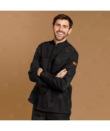 Chaqueta de cocina con tejido microfibra y espalda Coolmax -Hombre- color negro