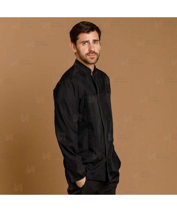 Chaqueta de cocina con tejido microfibra y espalda Coolmax -Hombre- color negro