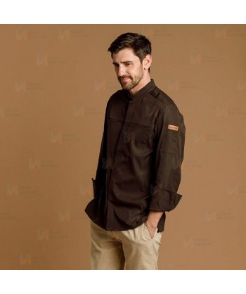 Chaqueta de cocina con tejido microfibra y espalda Coolmax -Hombre- color marrón oscuro