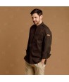 Chaqueta de cocina con tejido microfibra y espalda Coolmax -Hombre- color marrón oscuro