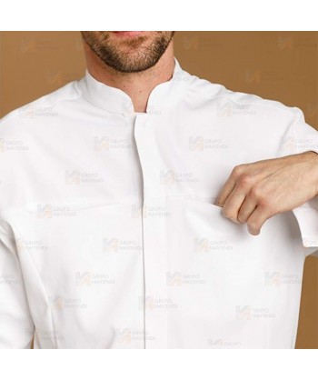 Chaqueta de cocina con tejido microfibra y espalda Coolmax -Hombre- color blanco