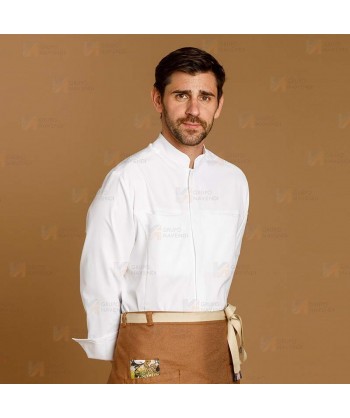 Chaqueta de cocina con tejido microfibra y espalda Coolmax -Hombre- color blanco
