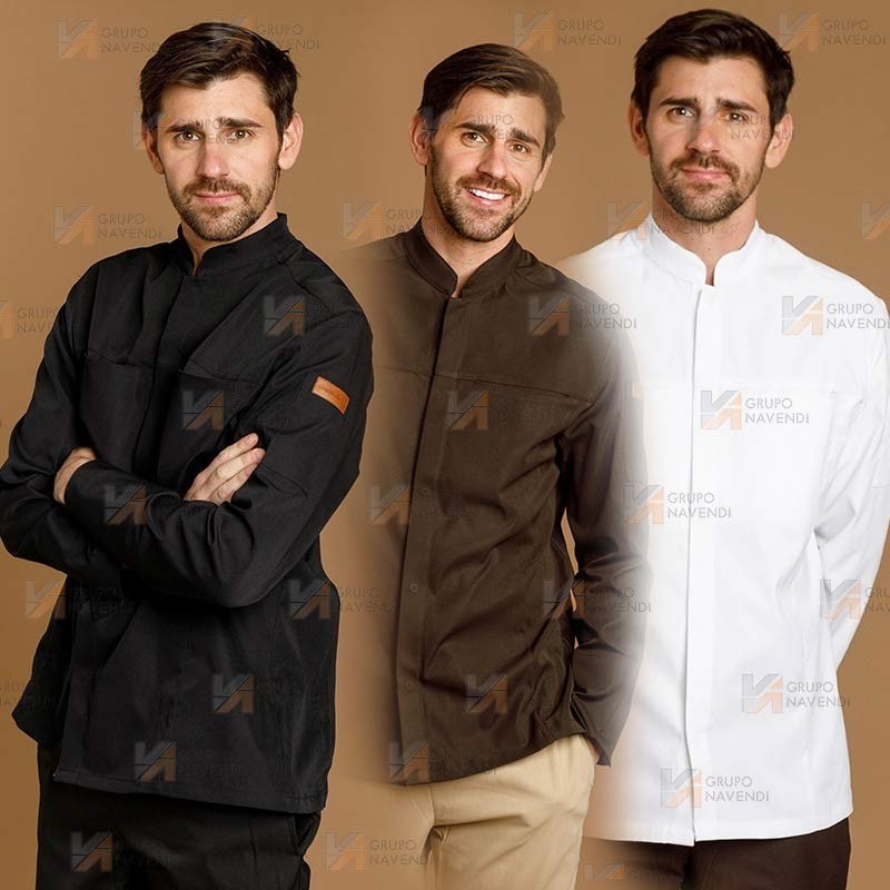 Chaqueta de cocina con tejido microfibra y espalda Coolmax -Hombre- color marrón oscuro
