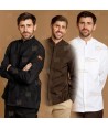 Chaqueta de cocina con tejido microfibra y espalda Coolmax -Hombre- color marrón oscuro
