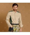 Chaqueta de cocina con tejido microfibra y espalda Coolmax -Hombre- color beige y verde