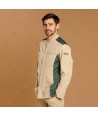 Chaqueta de cocina con tejido microfibra y espalda Coolmax -Hombre- color beige y verde