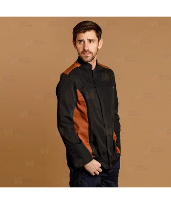 Chaqueta de cocina con tejido microfibra y espalda Coolmax -Mujer- color negro y teja