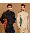 Chaqueta de cocina con tejido microfibra y espalda Coolmax -Hombre- color beige y verde