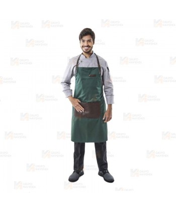 Delantal para hostelería y cocina con peto y detalles en polipiel