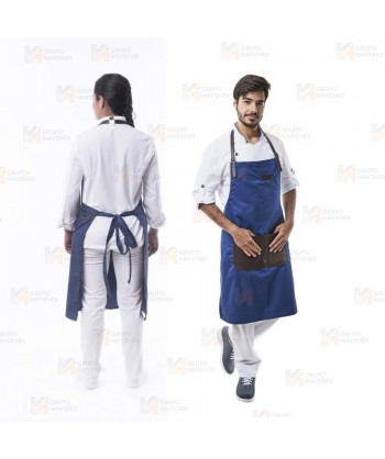 Delantal para hostelería y cocina con peto y detalles en polipiel