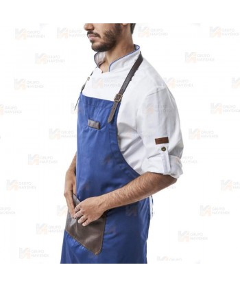 Delantal para hostelería y cocina con peto y detalles en polipiel