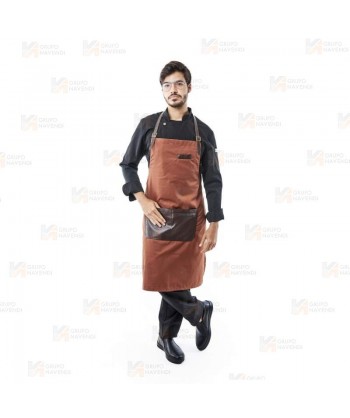 Delantal para hostelería y cocina con peto y detalles en polipiel